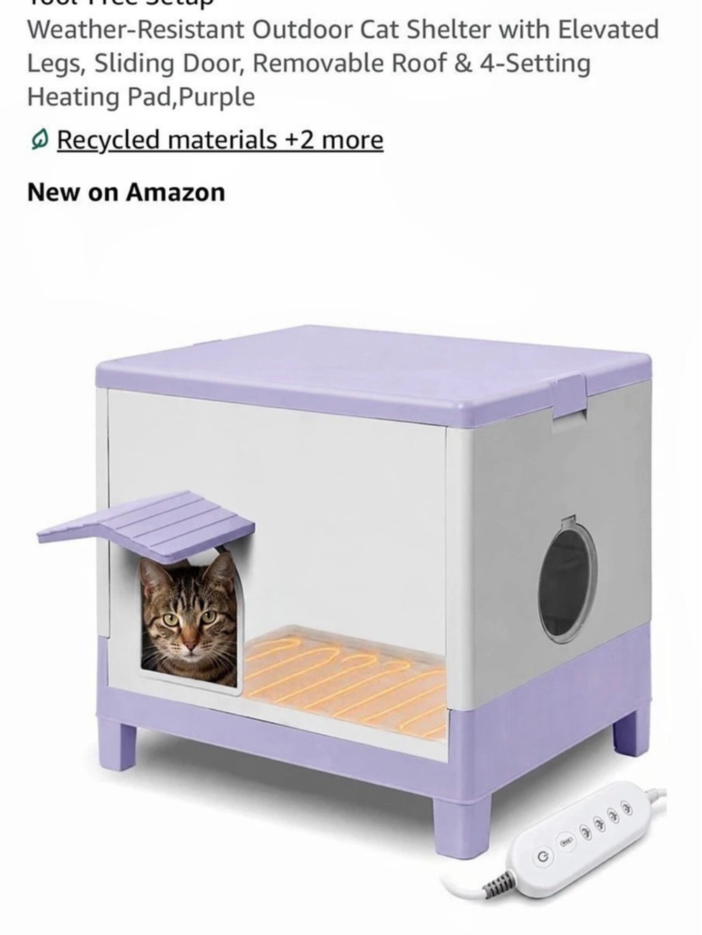 Tailtastic Outdoor Heated Cat House Heated Outdoor Cat House Purple NWT